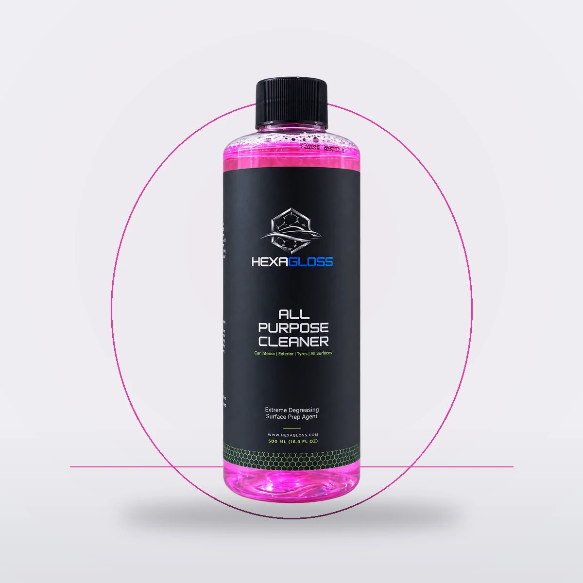 HexaGloss All-Purpose Cleaner 16 oz bottle on a light grey studio background