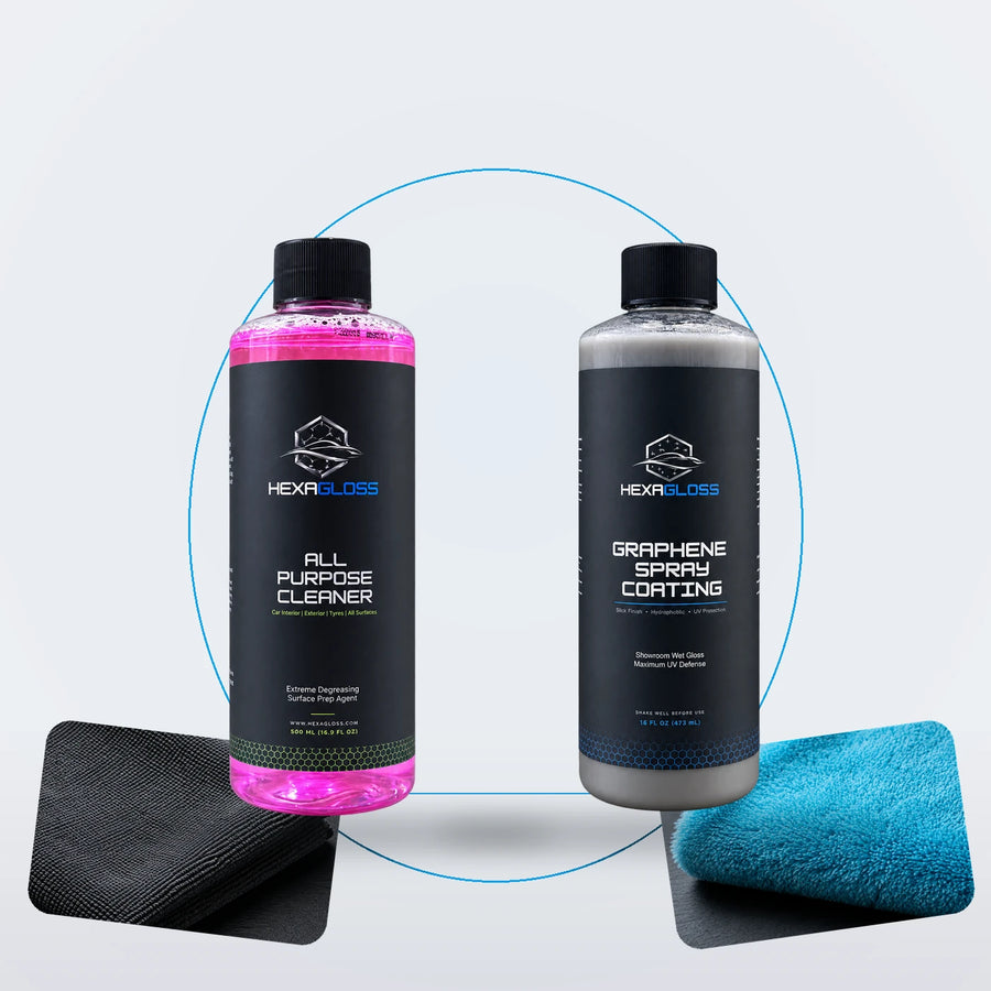HexaGloss Prep and Protect Kit with All-Purpose Cleaner Graphene Spray and two microfiber towels