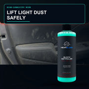 HexaGloss Quick Detailer lifting light dust safely from black car paint
